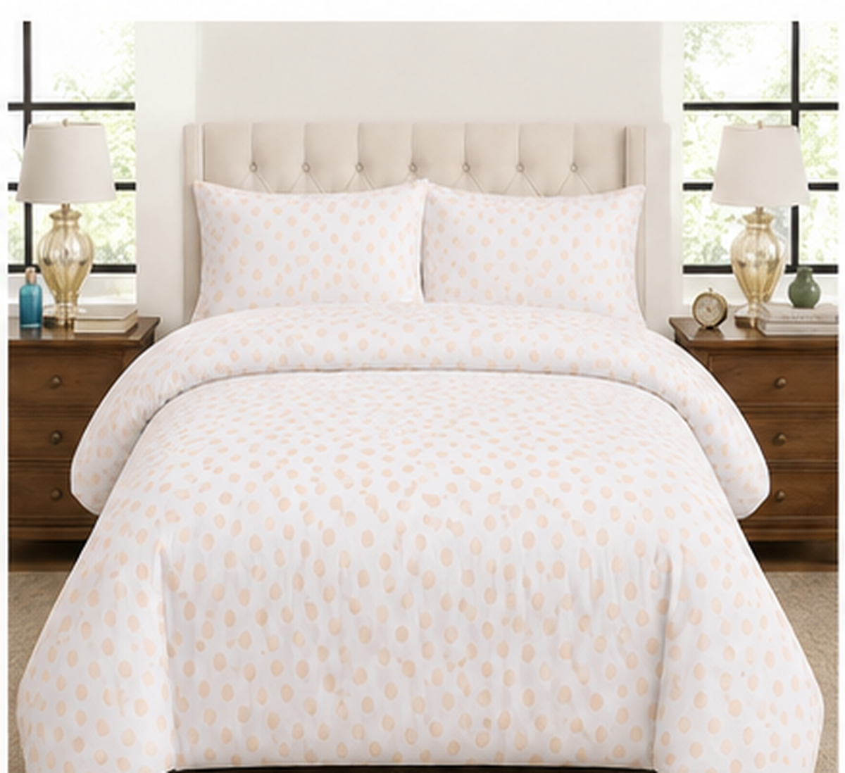 Cream Polka Dots Cotton Set