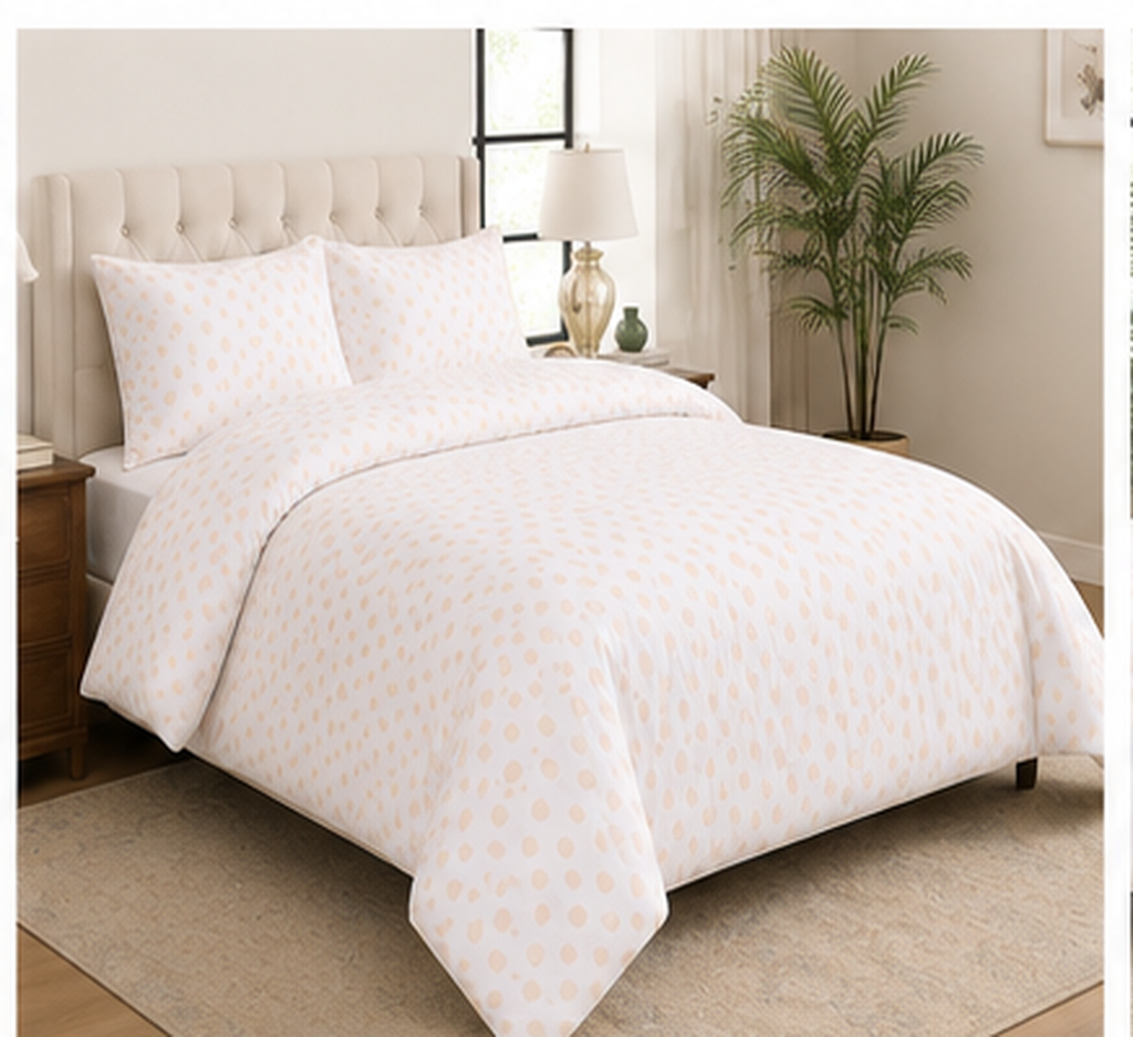 Cream Polka Dots Cotton Set