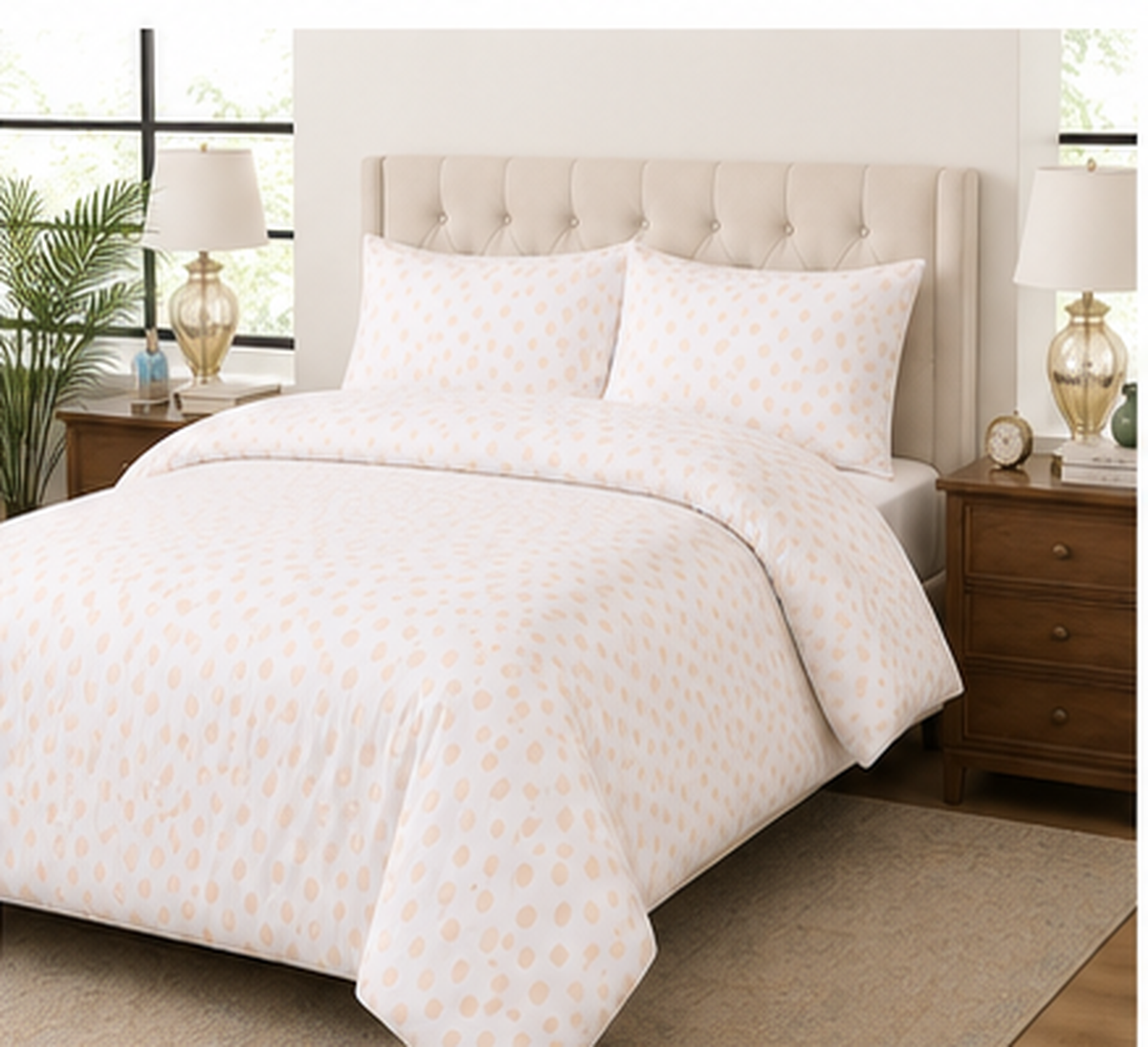 Cream Polka Dots Cotton Set