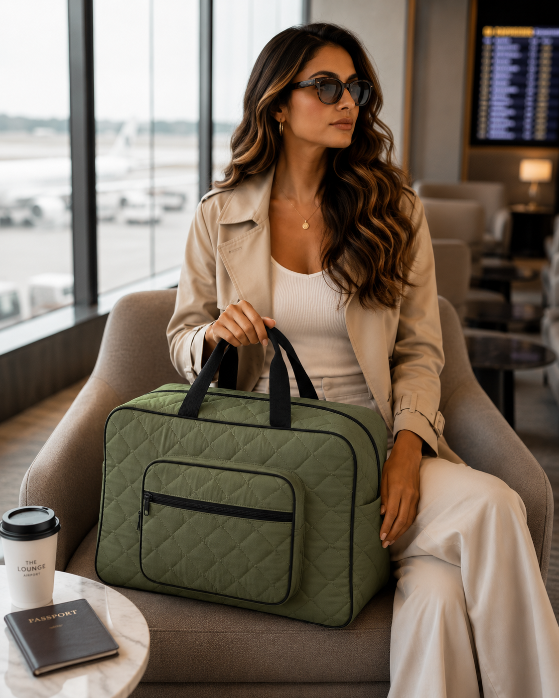 Ashiana Signature Quilt Bag(Olive Green)