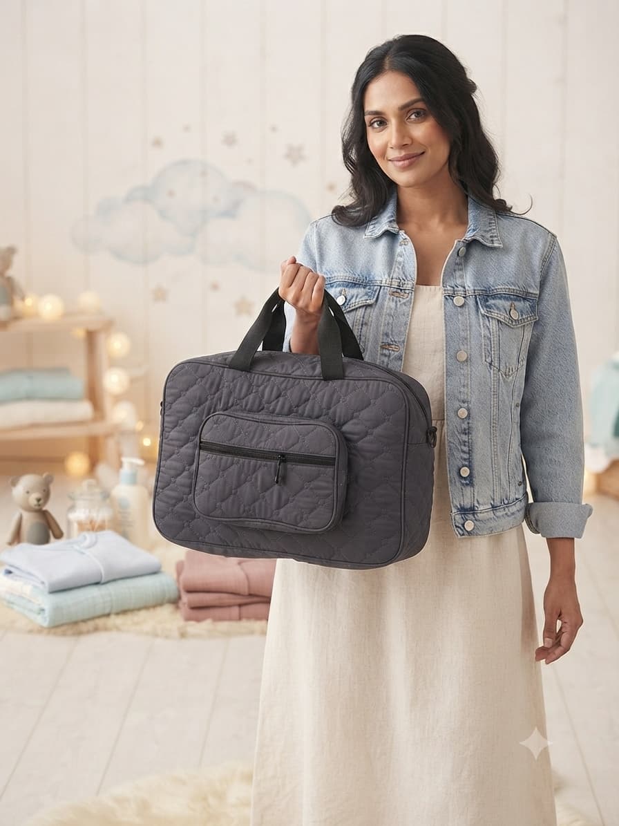 Ashiana Signature Quilt Bag(Navy)